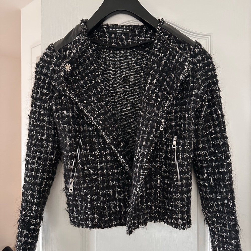 Generation Love Black & White Tweed Blazer